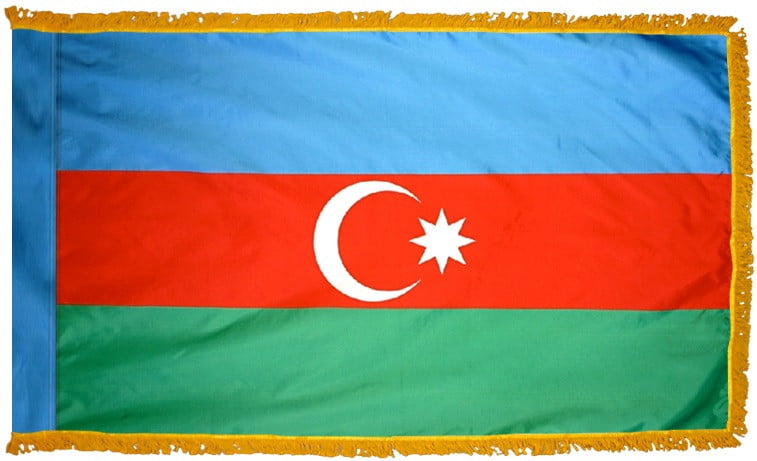 Azerbaijan Flag with Fringe - For Indoor Use