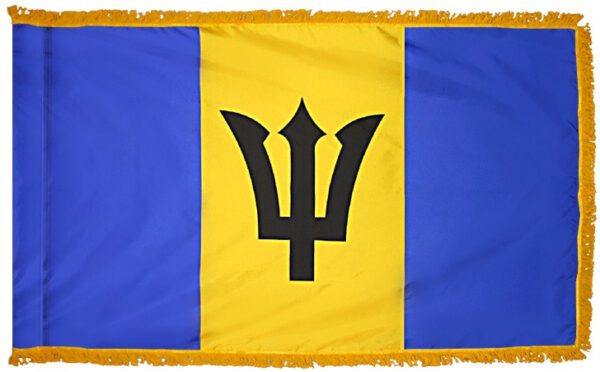 Barbados flag with fringe - for indoor use
