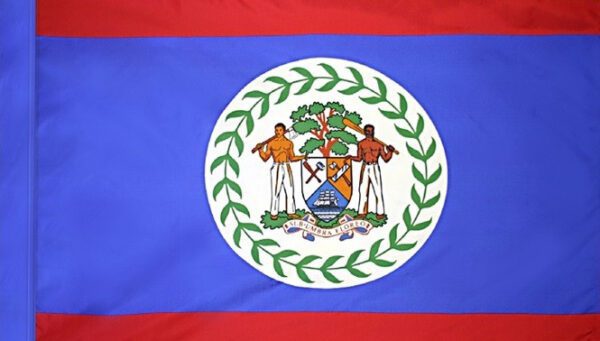 Belize flag with pole sleeve - for indoor use