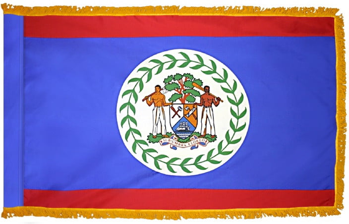 Belize Flag with Fringe - For Indoor Use