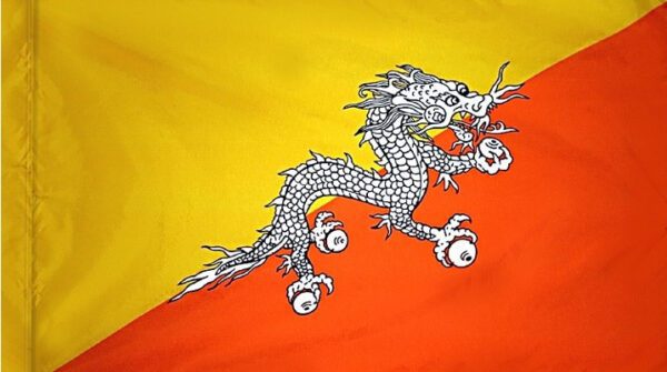 Bhutan flag with pole sleeve - for indoor use