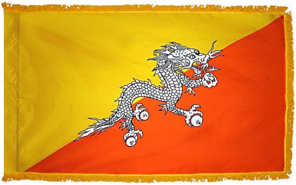 Bhutan flag with fringe - for indoor use