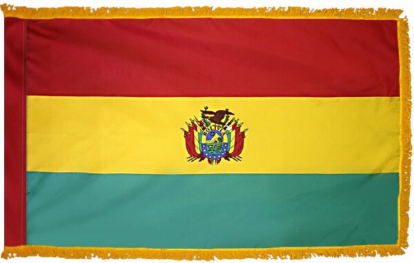 Bolivia flag with fringe - for indoor use