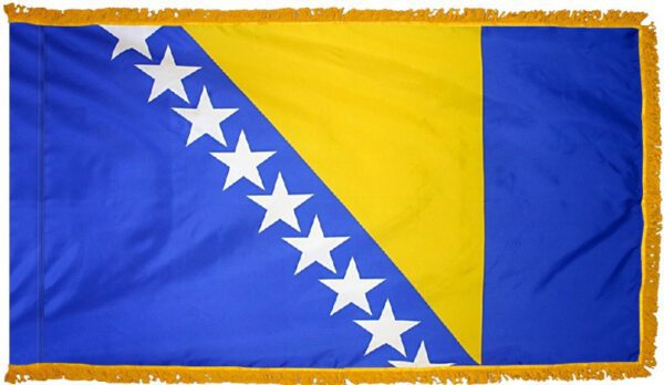 Bosnia-herzegovina flag with fringe - for indoor use
