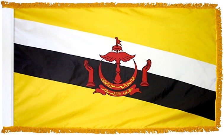 Brunei Flag with Fringe - For Indoor Use