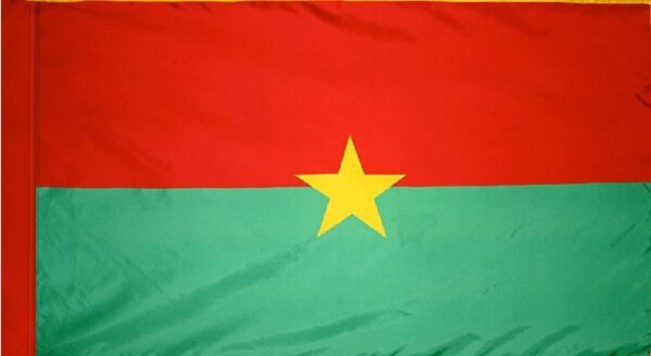 Burkina faso flag with pole sleeve - for indoor use