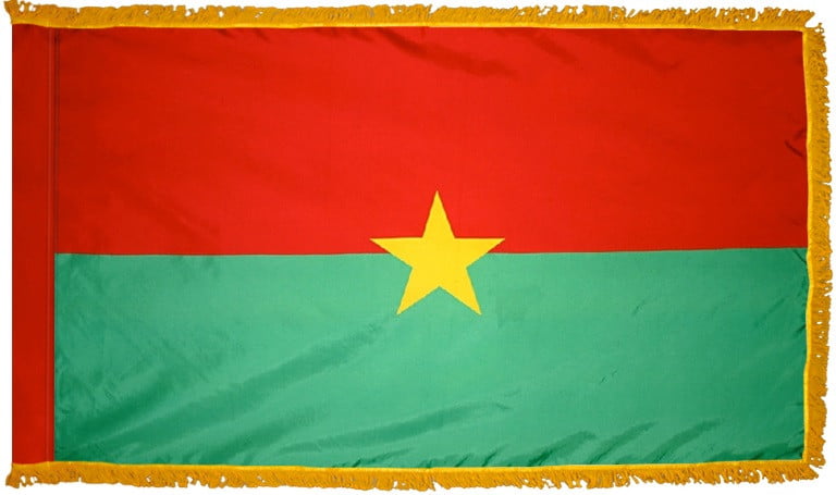 Burkina Faso Flag with Fringe - For Indoor Use