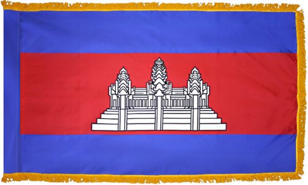 Cambodia flag with fringe - for indoor use