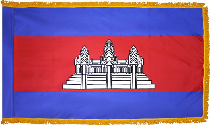 Cambodia Flag with Fringe - For Indoor Use