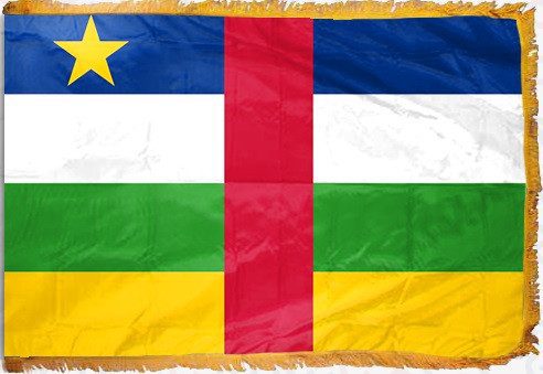 Central african republic flag with fringe - for indoor use