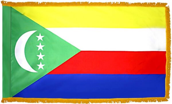 Comoros flag with fringe - for indoor use