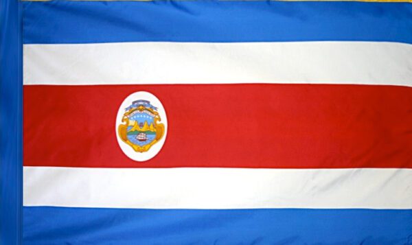 Costa rica flag with pole sleeve - for indoor use