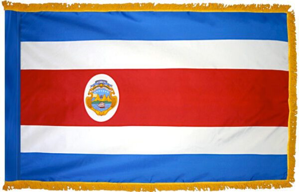 Costa rica flag with fringe - for indoor use