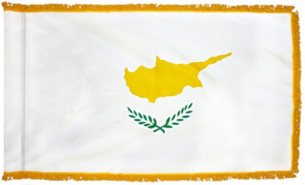 Cyprus flag with fringe - for indoor use