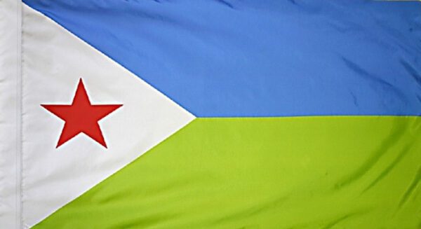 Djibouti flag with pole sleeve - for indoor use