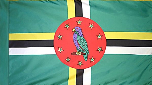 Dominica flag with pole sleeve - for indoor use