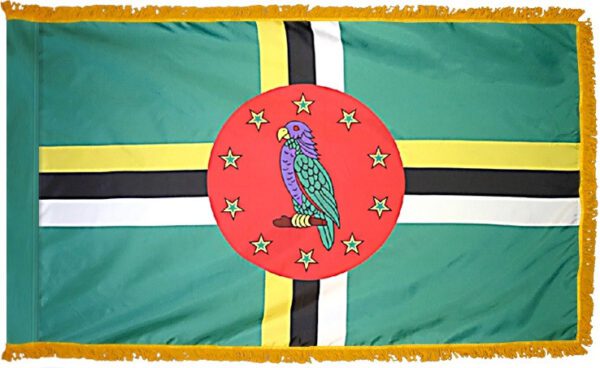 Dominica flag with fringe - for indoor use