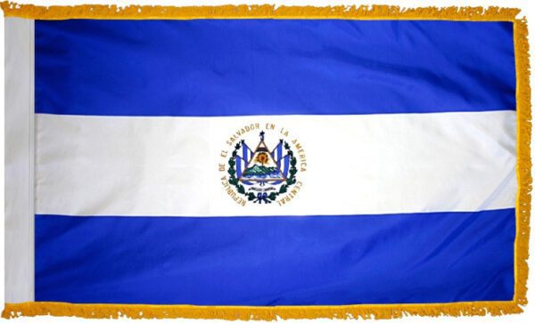 El salvador flag with fringe - for indoor use