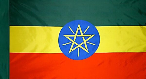 Ethiopia flag with pole sleeve - for indoor use