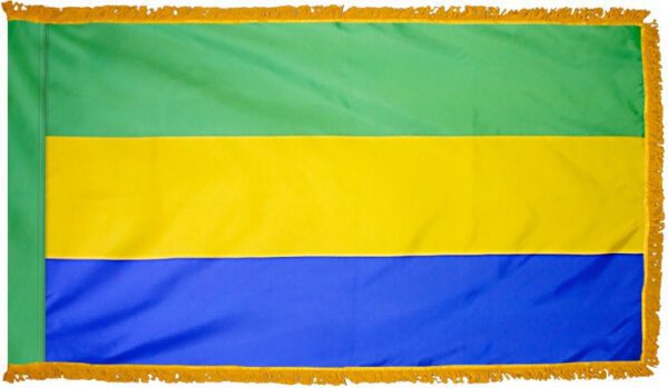 Gabon flag with fringe - for indoor use