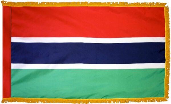 Gambia flag with fringe - for indoor use