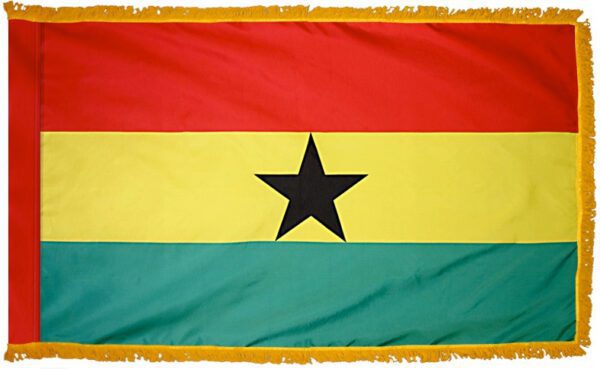 Ghana flag with fringe - for indoor use
