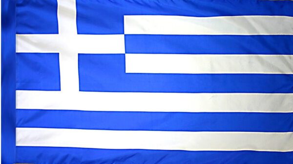 Greece flag with pole sleeve - for indoor use
