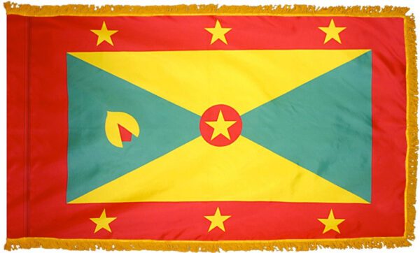 Grenada flag with fringe - for indoor use