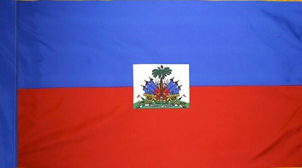 Haiti flag with pole sleeve - for indoor use