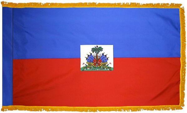Haiti flag with fringe - for indoor use