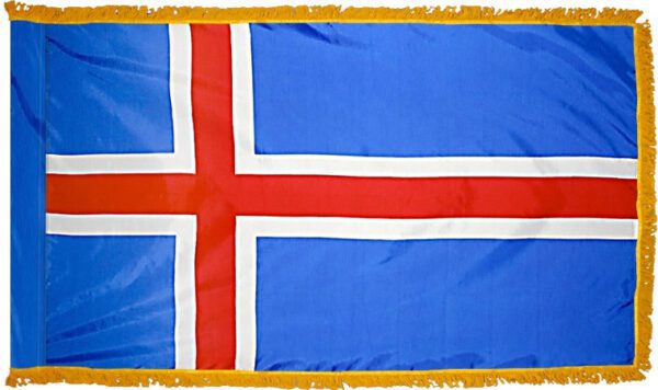 Iceland flag with fringe - for indoor use