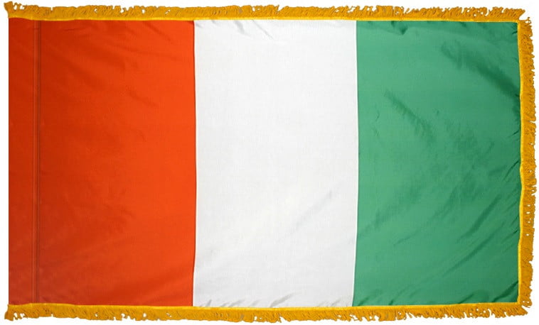 Ivory Coast Flag with Fringe - For Indoor Use