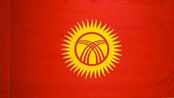 Kyrgyzstan flag with pole sleeve - for indoor use