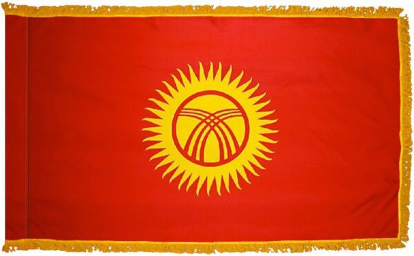 Kyrgyzstan flag with fringe - for indoor use