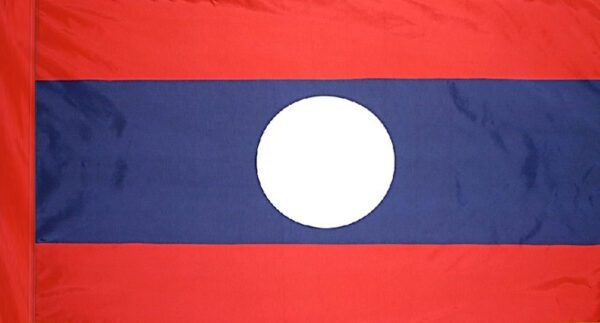 Laos flag with pole sleeve - for indoor use