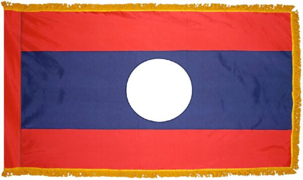 Laos flag with fringe - for indoor use