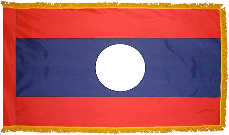 Laos Flag with Fringe - For Indoor Use