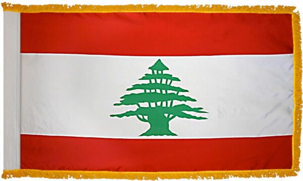 Lebanon flag with fringe - for indoor use