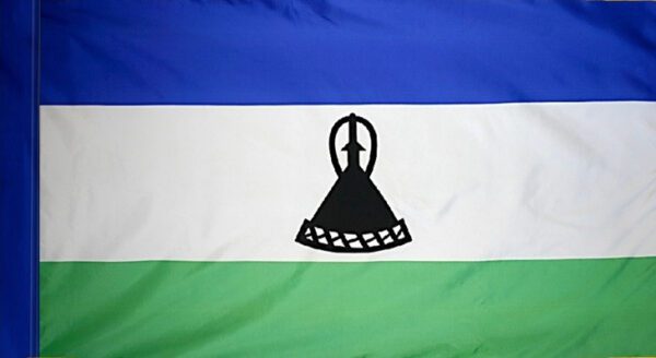 Lesotho flag with pole sleeve - for indoor use