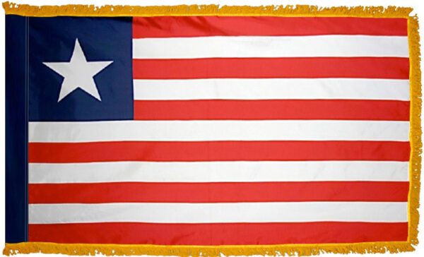Liberia flag with fringe - for indoor use