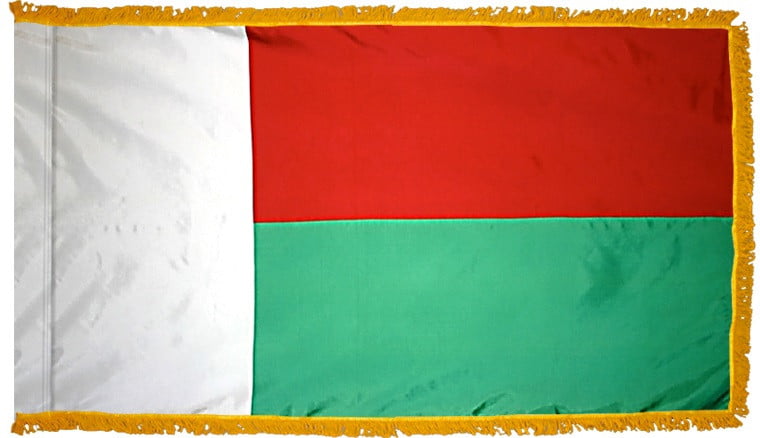 Madagascar Flag with Fringe - For Indoor Use