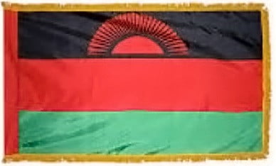 Malawi flag with fringe - for indoor use