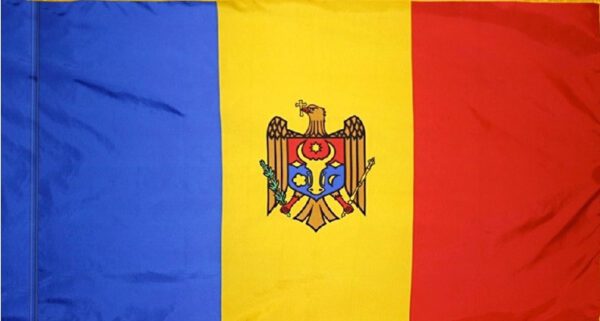 Moldova flag with pole sleeve - for indoor use