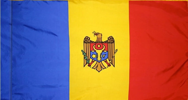Moldova Flag with Pole Sleeve - For Indoor Use