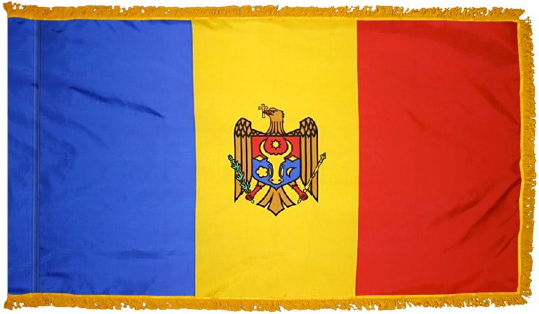 Moldova Flag with Fringe - For Indoor Use