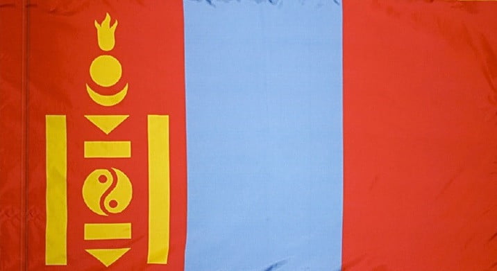 Mongolia Flag with Pole Sleeve - For Indoor Use