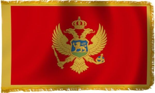 Montenegro flag with fringe - for indoor use