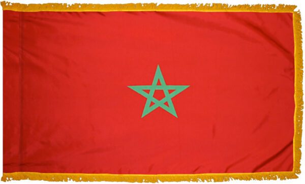 Morocco flag with fringe - for indoor use