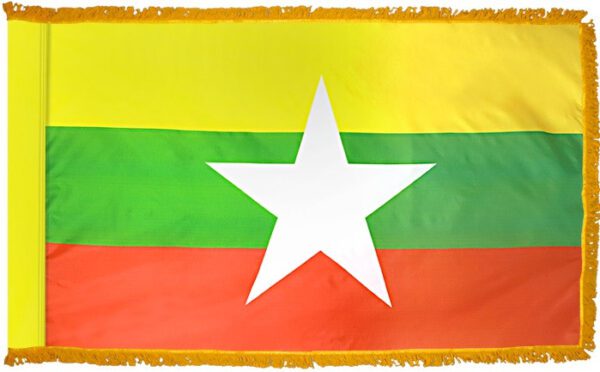 Myanmar burma flag with fringe - for indoor use