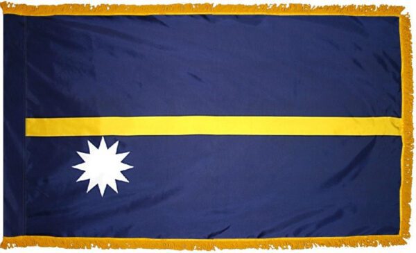 Nauru flag with fringe - for indoor use